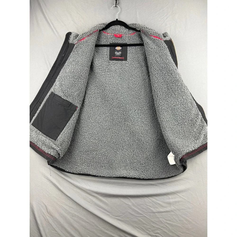 Dickies Vest Mens 3XL Canvas Sherpa Lined Full Zip Workwear Black Good